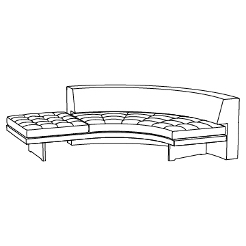 Omnibus Sectional II Quarter Circle Sofa with Seat Extension (9078-60-L&R), Extended Depth: 90W x 27SD (inches)