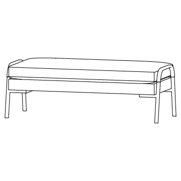 Harlow Bench 50 inches wide: Metal with Upholstery
