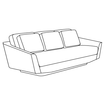 Open Arms Sofa, 109.5 wide x 46.5 deep (inches): Walnut Base