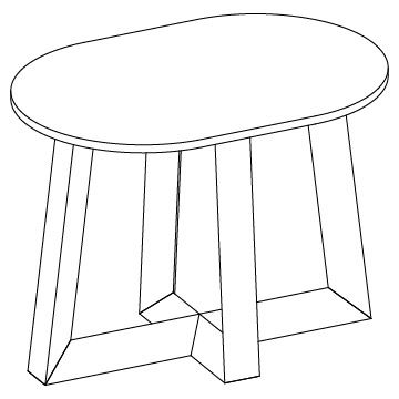 Dolo Side Table, Oval: 36 inches wide