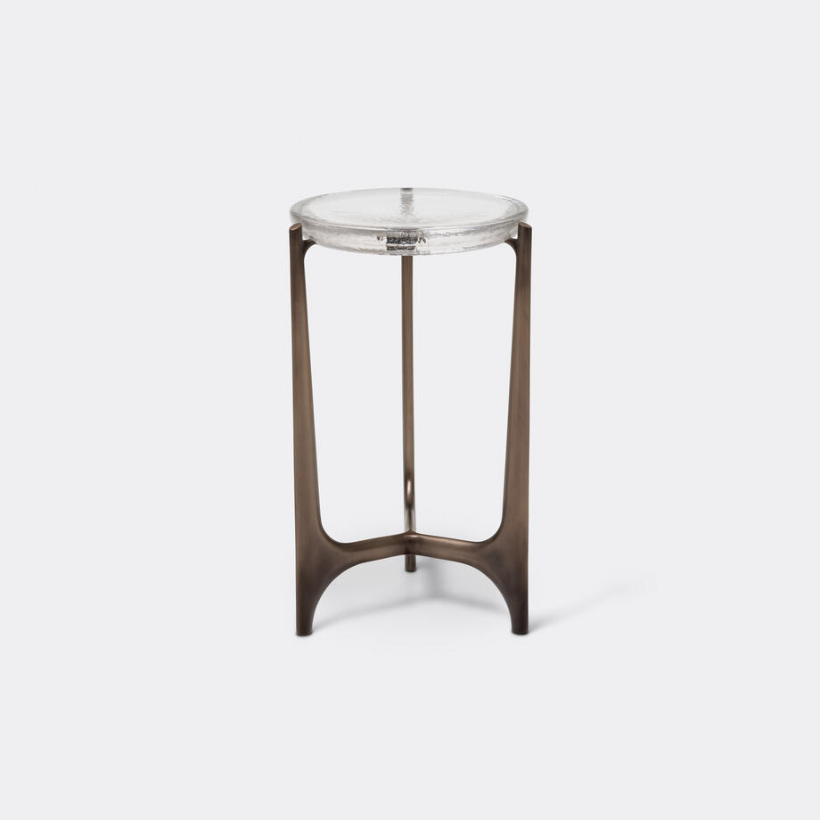 Portia Drink Table, Monument Light, Clear