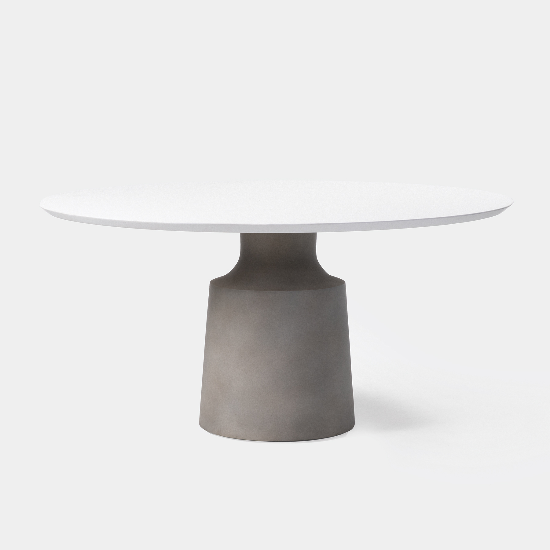 Peso Dining Table - Outdoor, Sz 2, Pure White Stone Top, Sand Grey Base