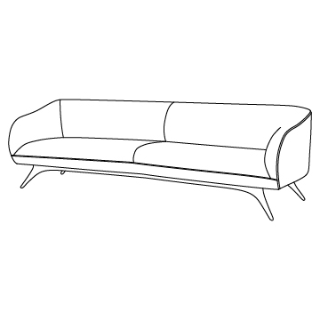 Fifth Avenue Sofa - Wide Angle 96 inches wide: Walnut Finishes with Upholstery