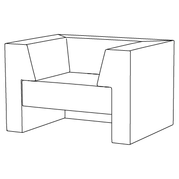 Omnibus Sectional I Arm Chair (9073), Extended Depth: 43W x 38D x 27SD (inches)
