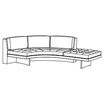 Omnibus Sectional III Quarter Circle Sofa with Seat Extension (9078-60-L&R), Extended Depth: 90W x 27SD (inches)