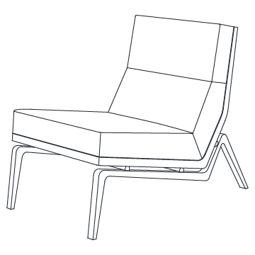 Flea Lounge Chair Paris Polished Anodized Aluminium with Upholstery