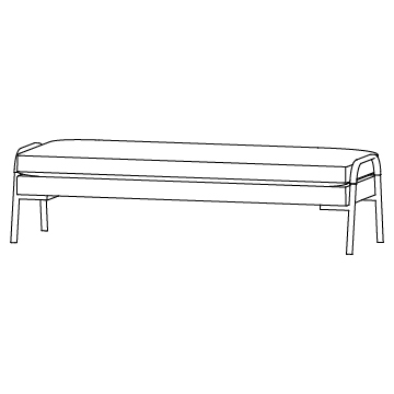 Harlow Bench 60 inches wide: Metal with Upholstery