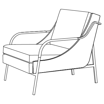 Harlow Lounge Chair Metal with Upholstery