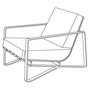 Omura Lounge Chair - Indoor Stainless Steel and Leather Straps with Upholstery