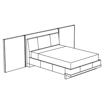 Fortis Bed, California King with Center and Wing Panels