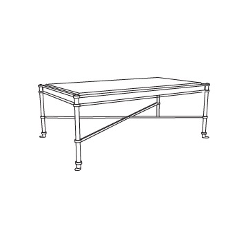 D'Orsay Cocktail Table, 48 inches wide: Single-Tier Frame