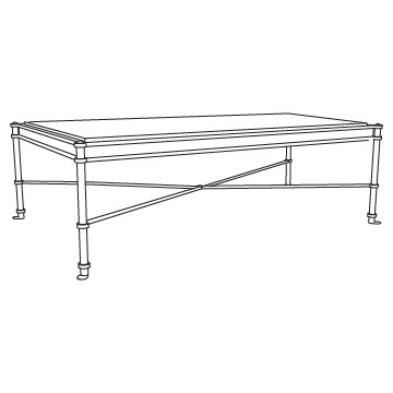 D'Orsay Cocktail Table, 66 inches wide: Single-Tier Frame