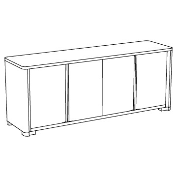 Oslo Sideboard, 88.25 inches wide: European Chestnut Cabinet with Metal Feet