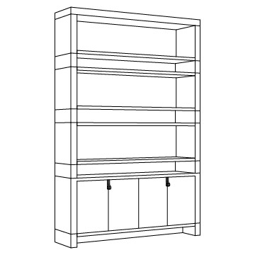 Huron Bookcase, 64 inches wide: Oak Sahara or Sycamore Nimbus with 1 Bay