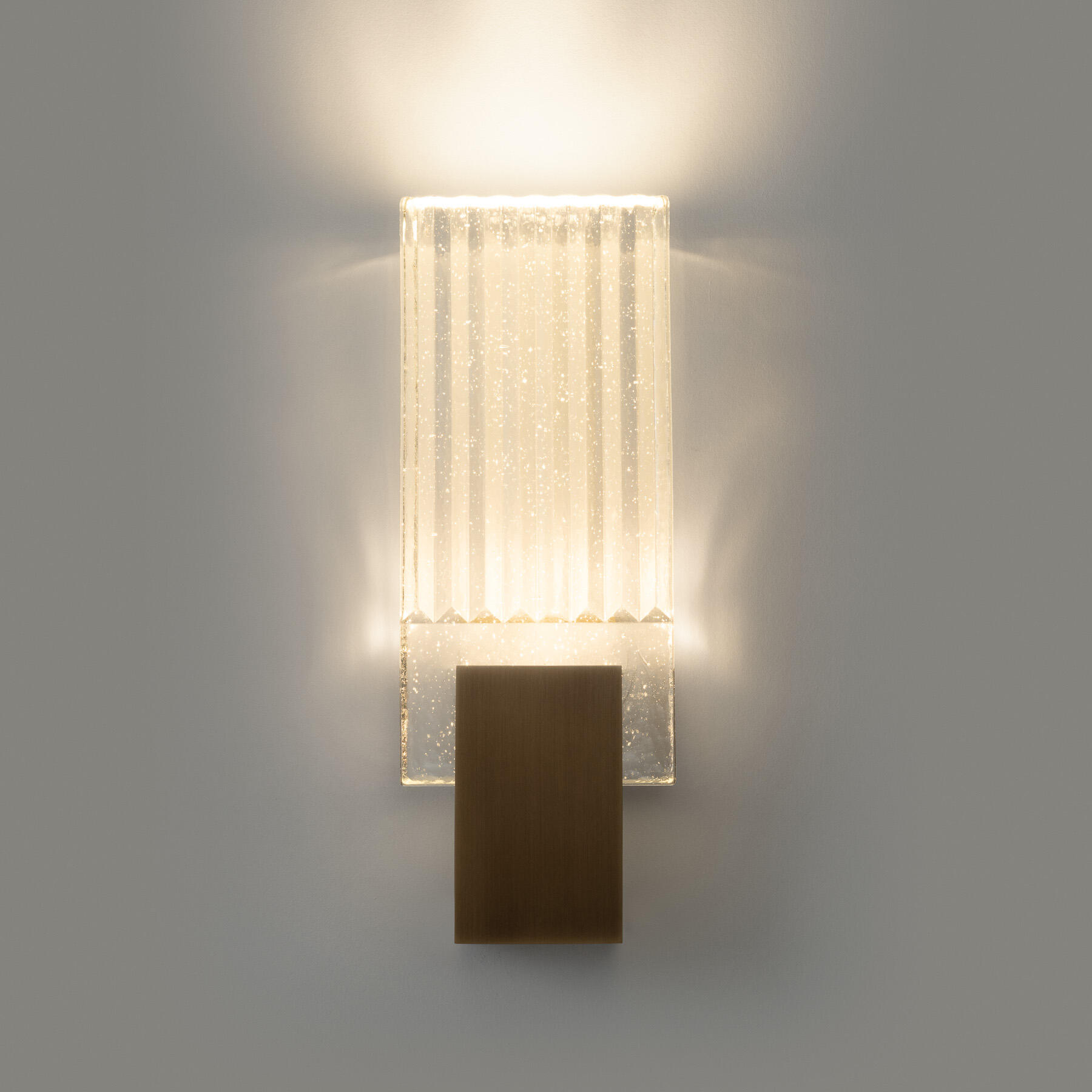 Pleated Glass Sconce, Golden Bronze