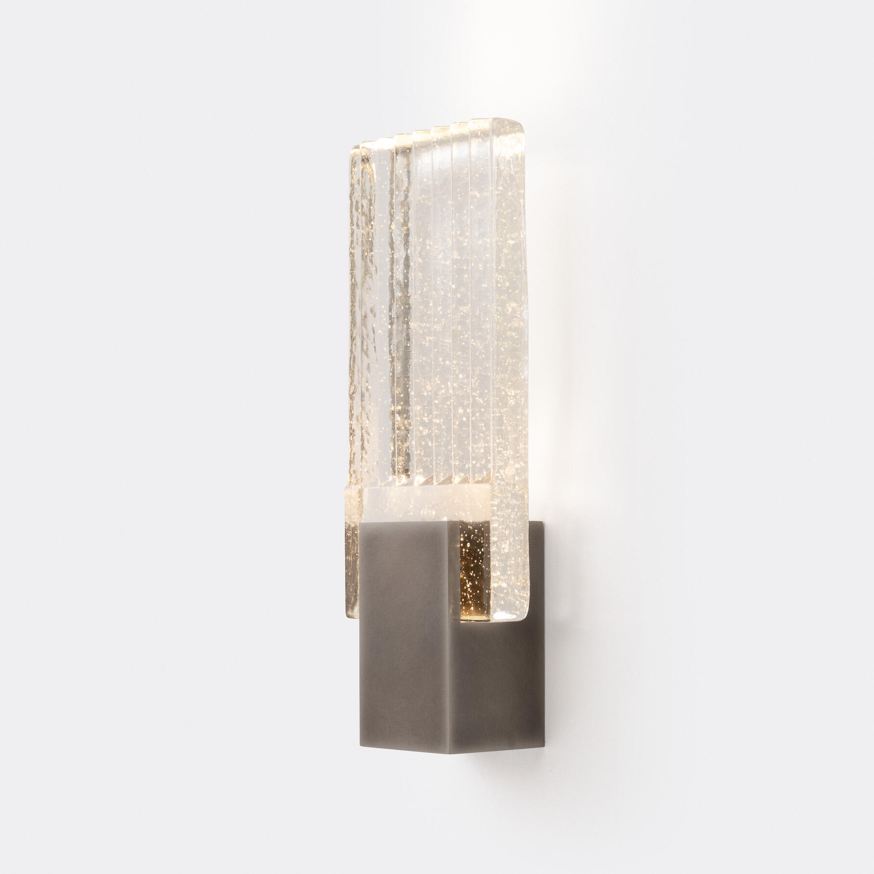 PLeated Glass Sconce, Lightly Aged Nickel