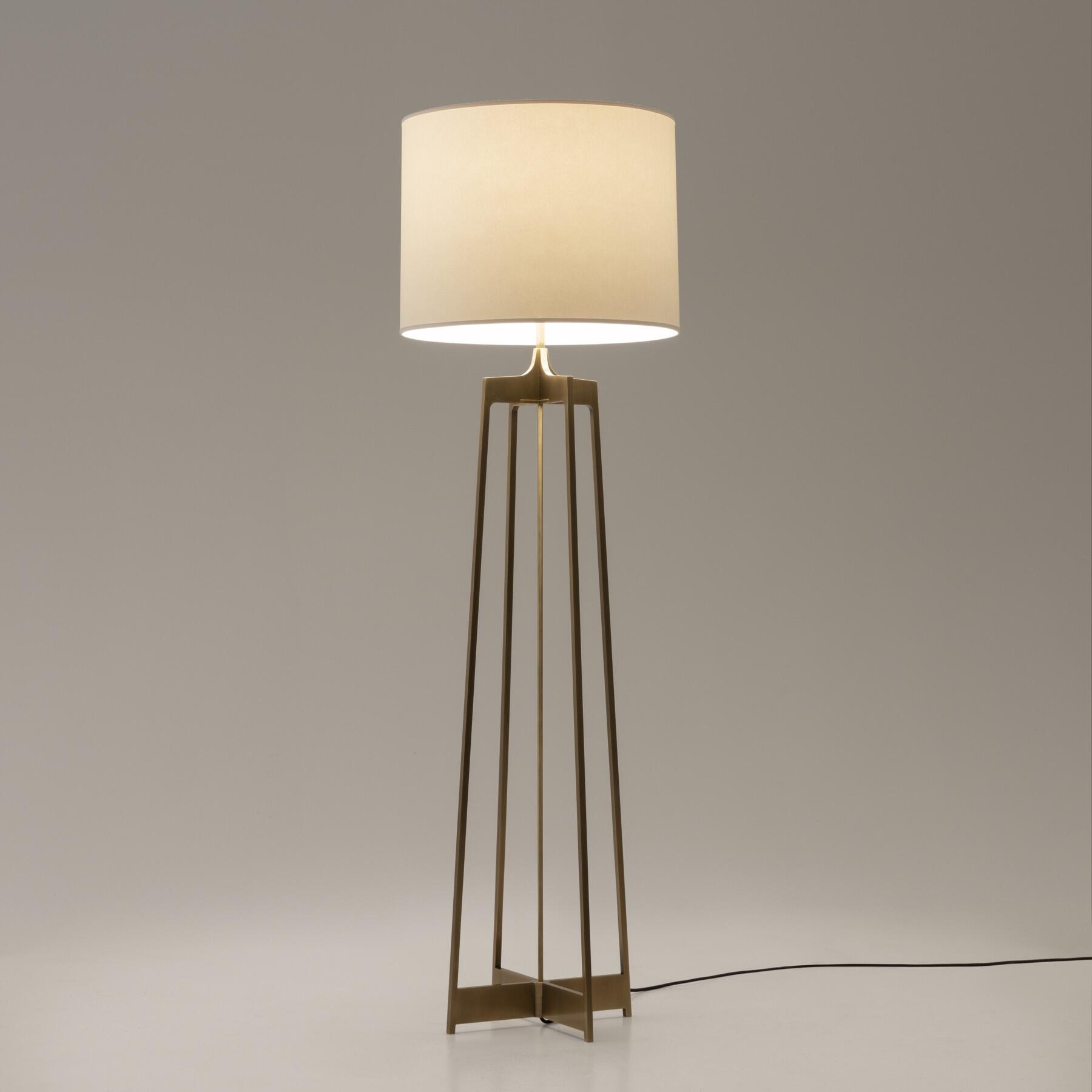Avedon Floor Lamp, Golden Bronze Patina with Aquarelle Shade