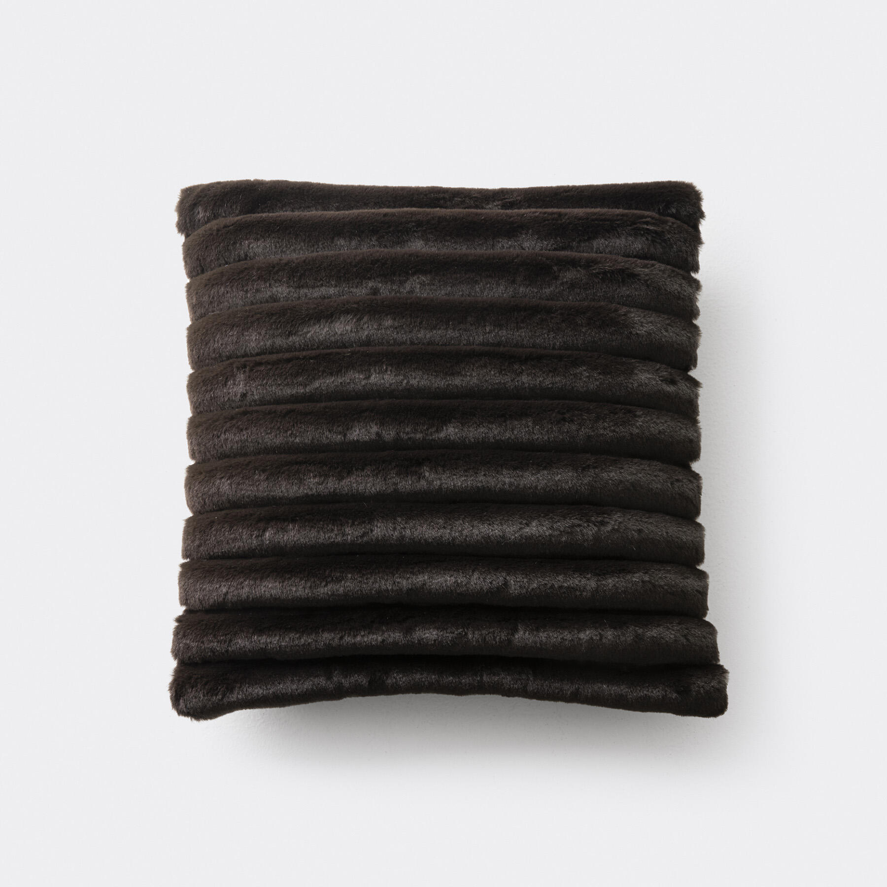 Faux Channeled Pillow, 21x21, Black Sheared Mink