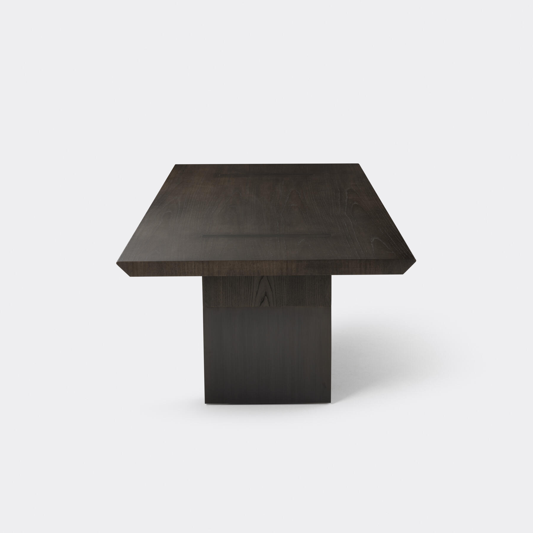 Seamless Dining Table, Gunmetal European Chestnut, Medium Bronze