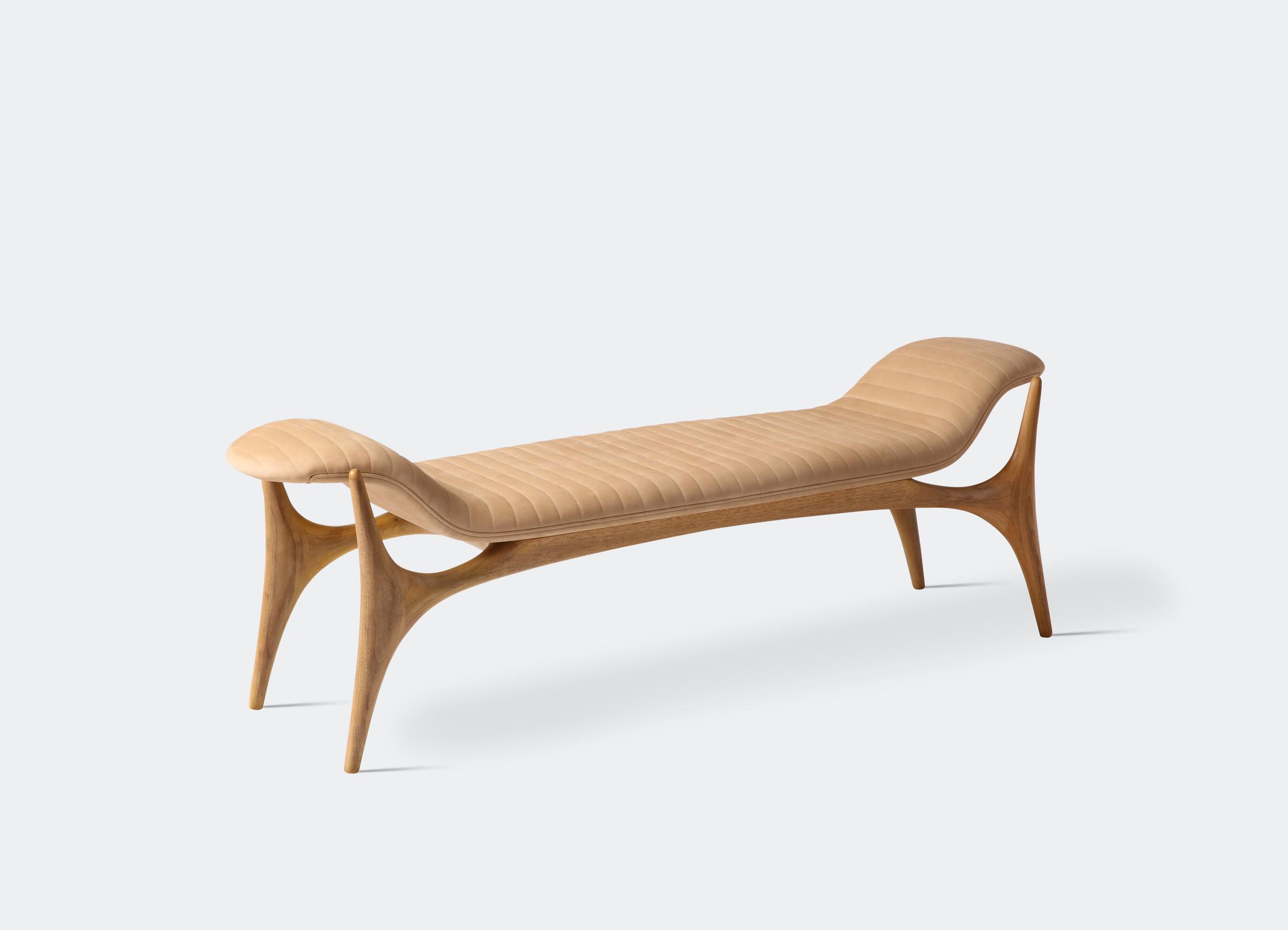 Sculpted Wood Bench, Walnut Sand, Nordic: Autumn