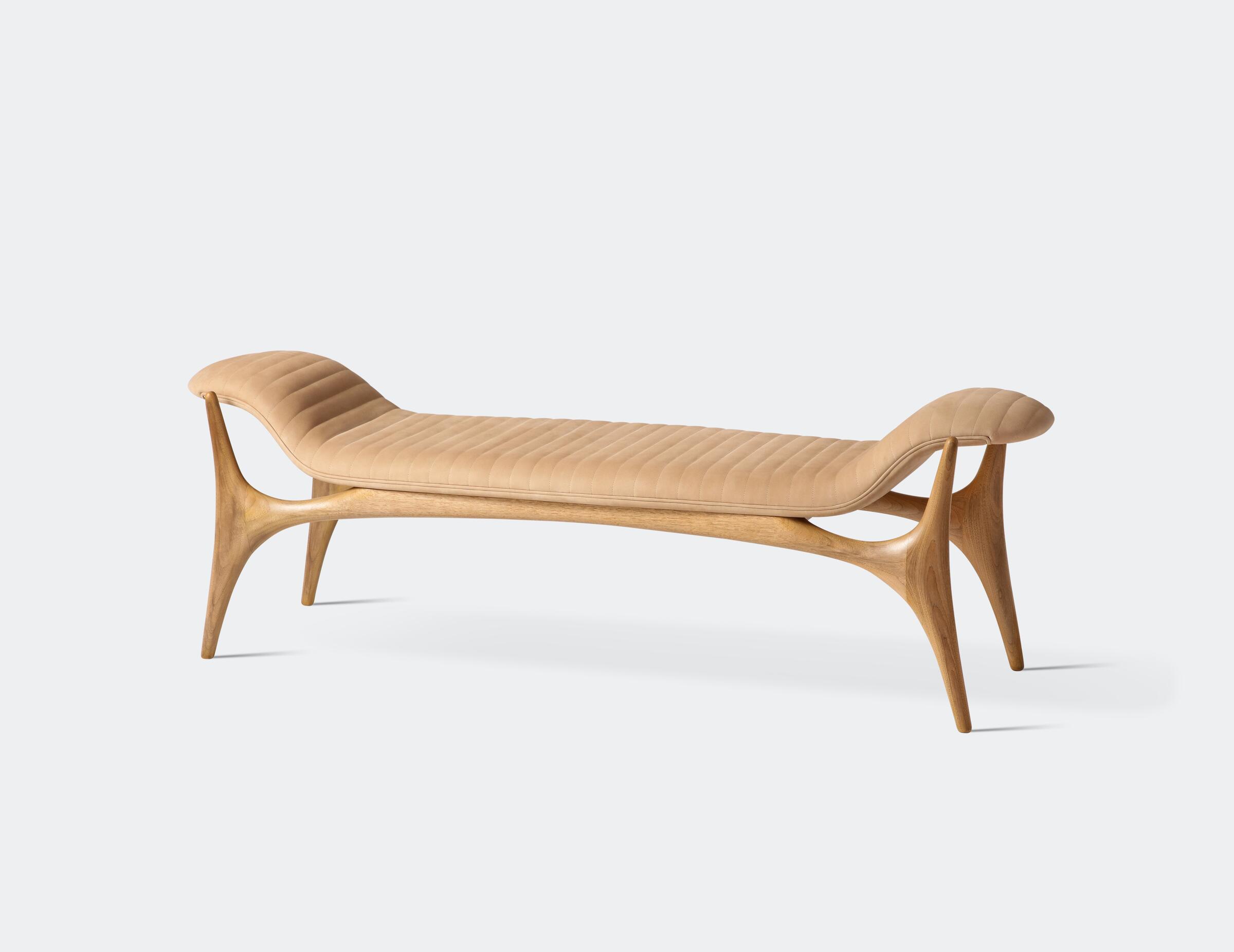 Sculpted Wood Bench, Walnut Sand, Nordic: Autumn