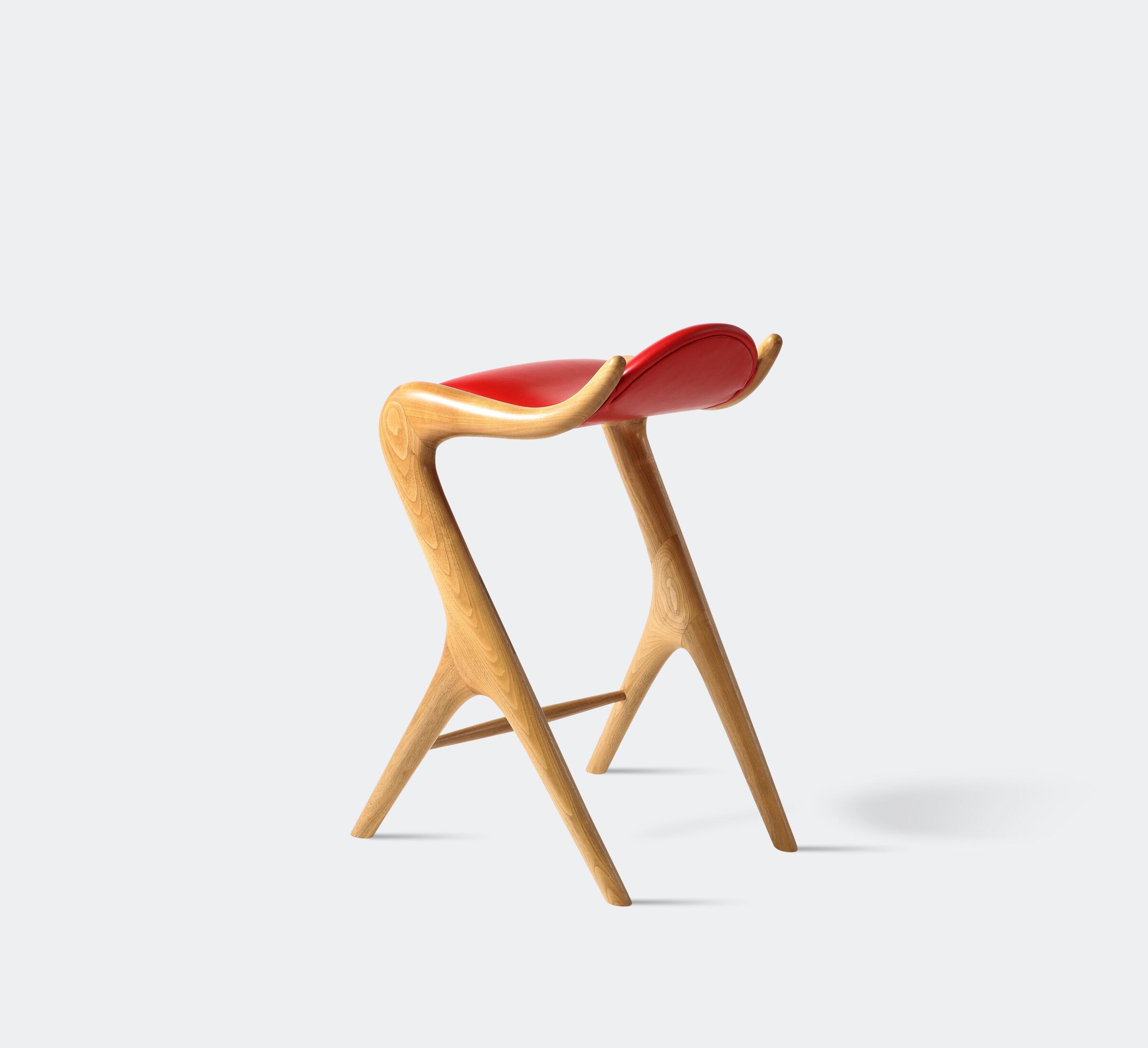 Sculpted Saddle Seat Counterstool, Walnut Sand, Romeo: Red Lacquer