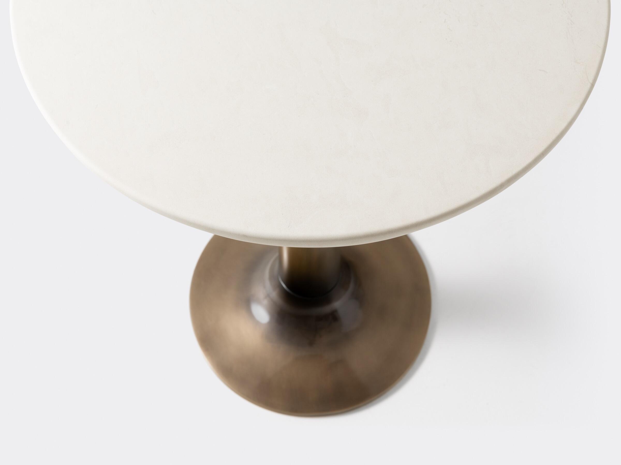 Martini Side Table, Monument Light Bronze, Bruges Beige Honed