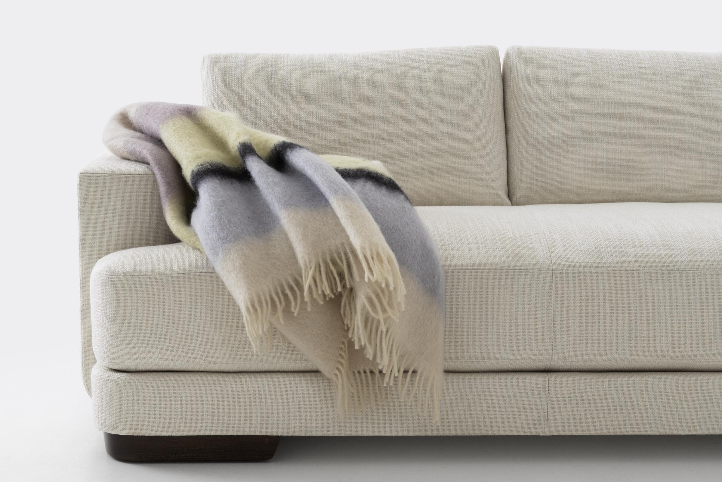 Mohair And Wool Striped Throw, Dusk