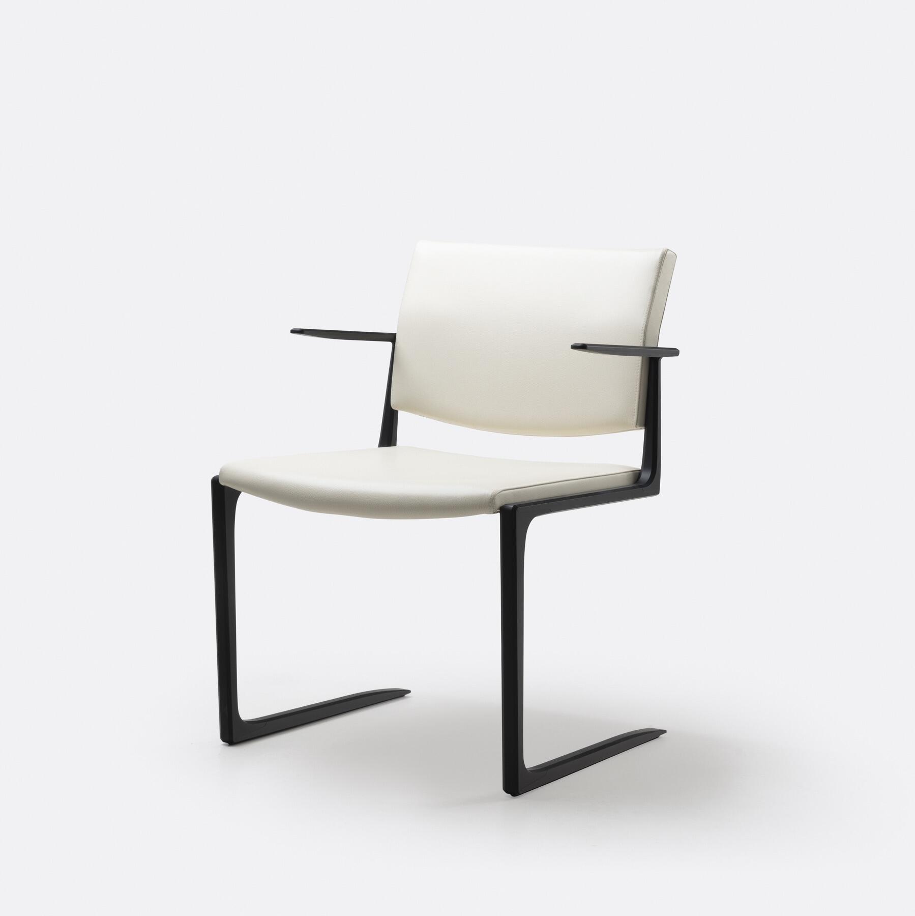 Shadow Dining Arm Chair, Cuba: White Rum, Shadow Black Anodized Aluminum
