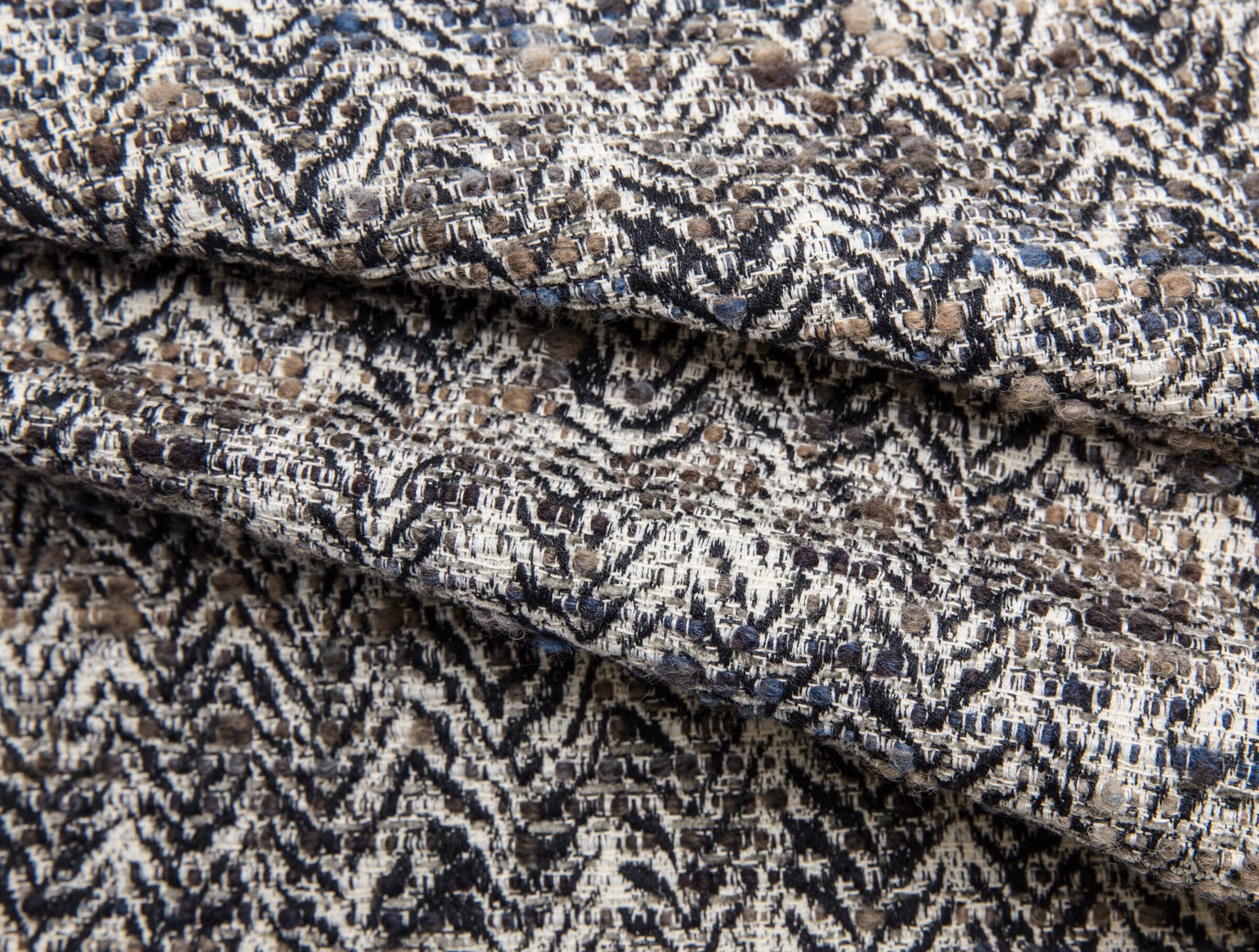 Herringbone Tweed Navy & Taupe