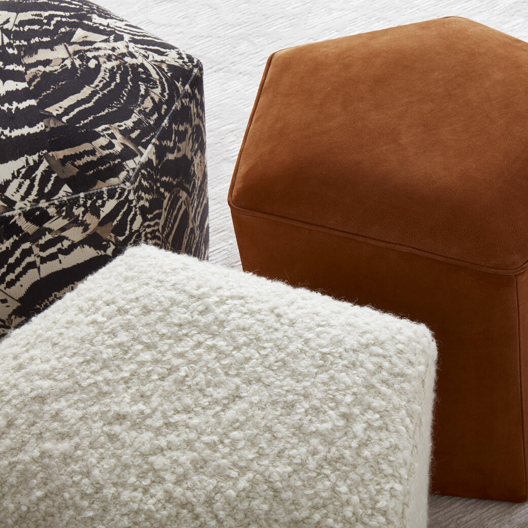 HOLLY HUNT Great Plains Textiles Upholstered on Ottomans
