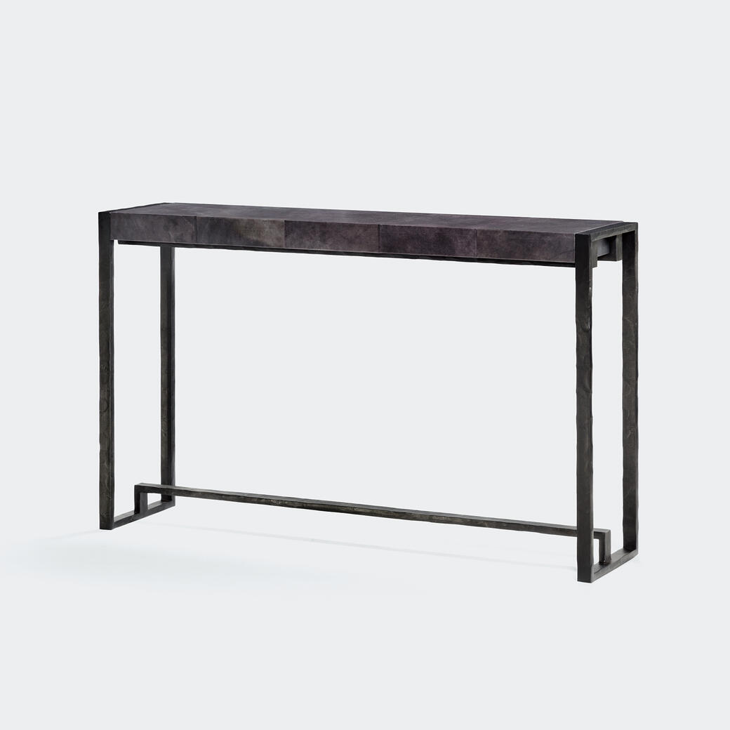 Hastings Console Hand Forged Iron Base, Parchment Whale Top