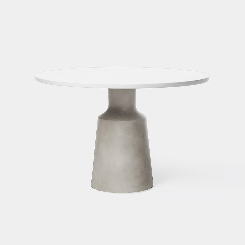Outdoor Peso Dining Table Sz 1, Pure White Top, Sand Grey Base