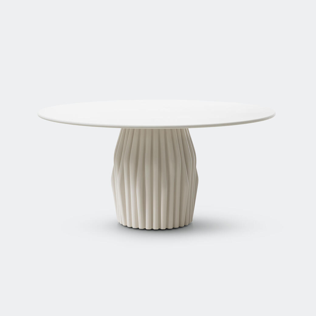 Oryx Dining Table with Polar White Base and Pure White Top