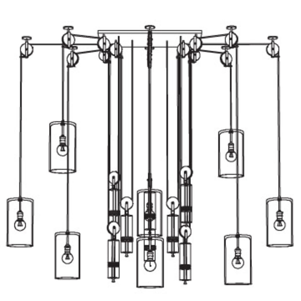 Counterweight Chandelier, 28 inches wide: 8 Pendants