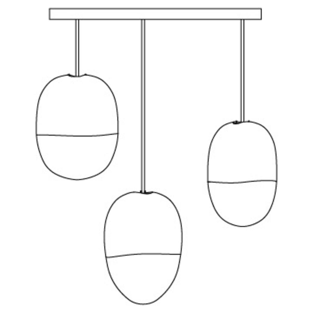 Pilule Chandelier, 3 Pendant, Round Canopy