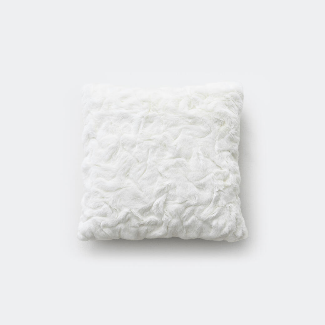 Faux Pleated Pillow in White Winter Mink