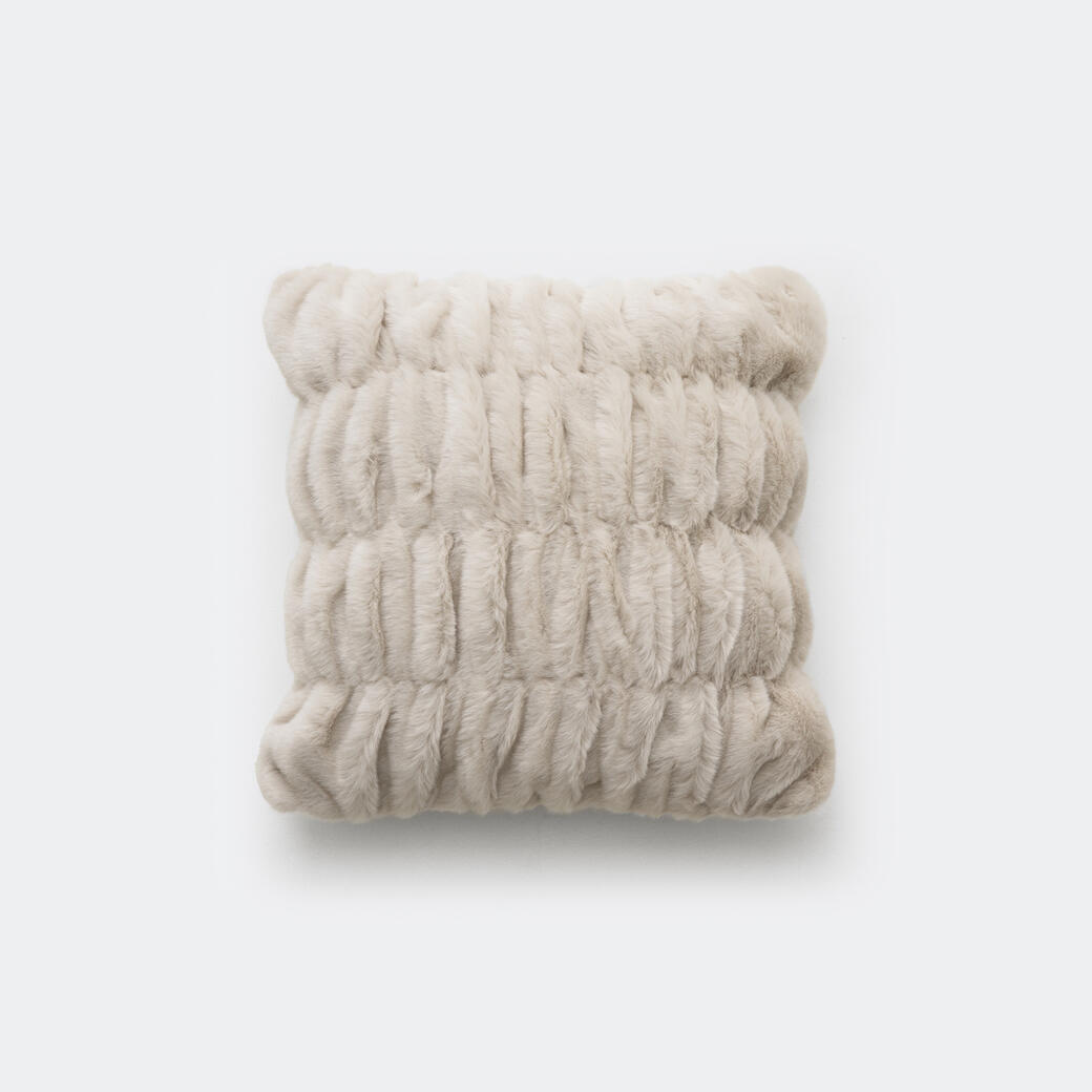 Faux Ruched Pillow in White Arctic Fox