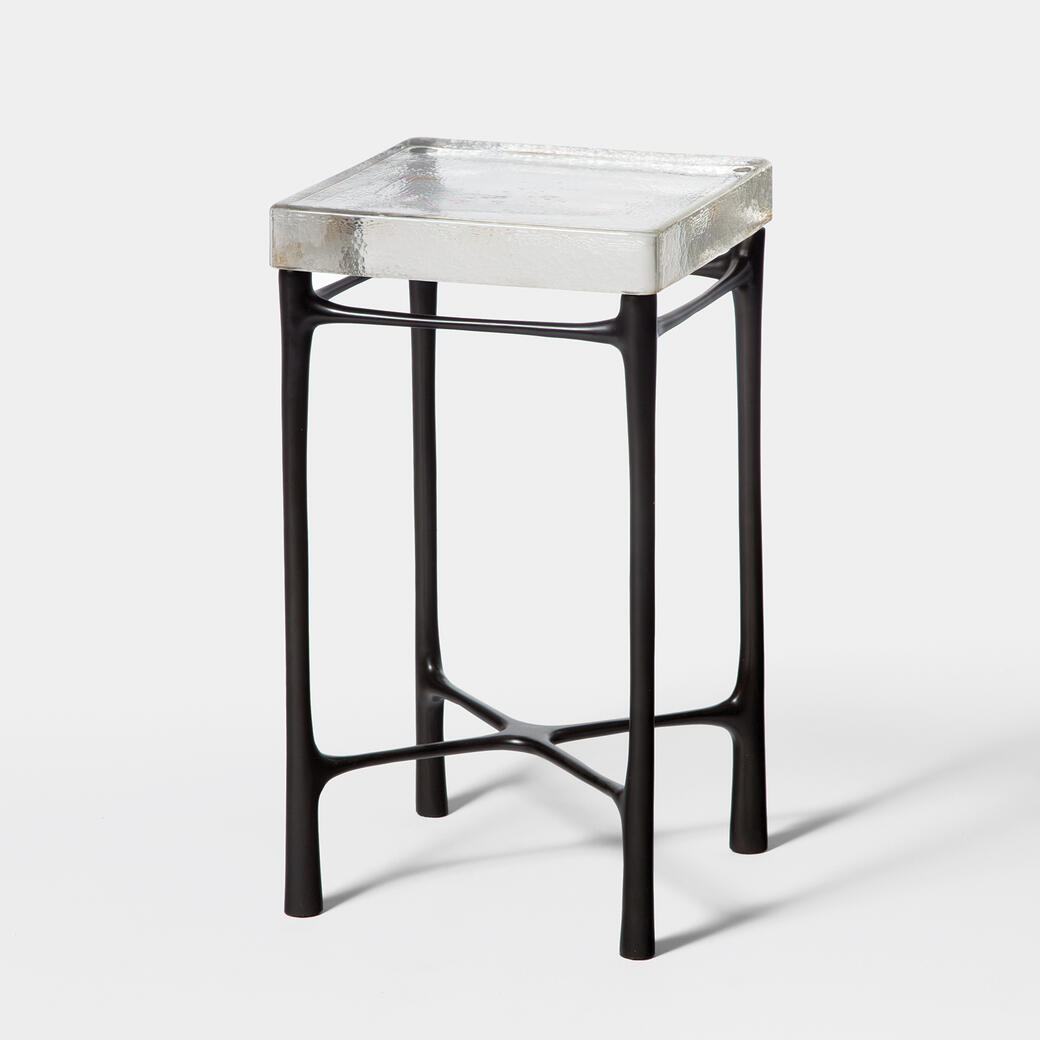 Highline Drink Table Sz 1, Monument Dark Bronze, Clear Cast Glass Top