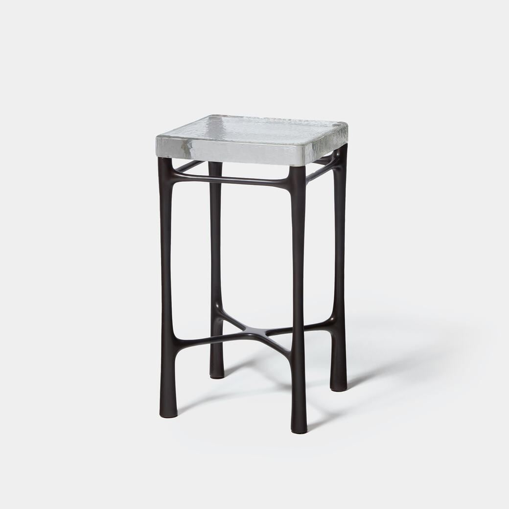 Highline Drink Table Sz 2 Monument Dark Bronze Base, Clear Cast Glass