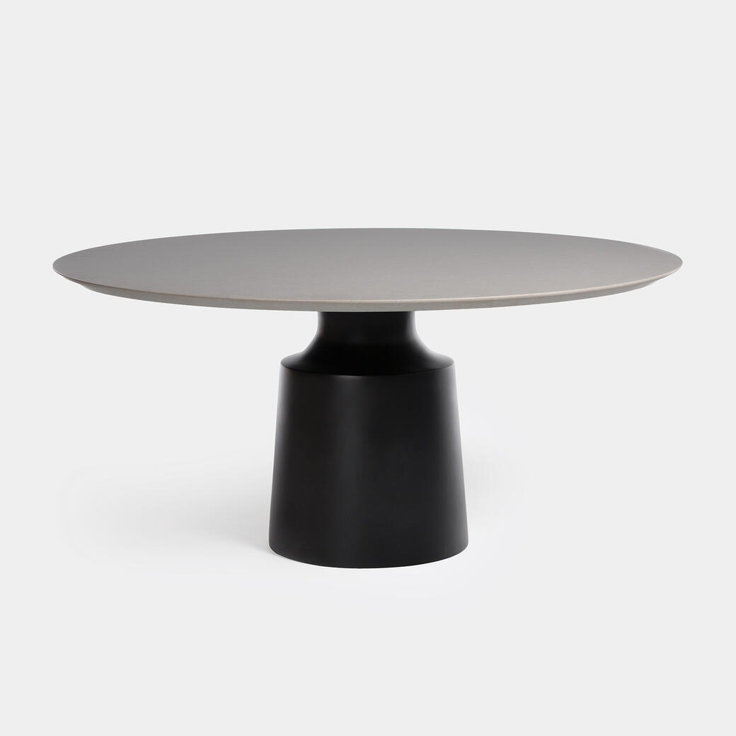 Peso Dining Table - Outdoor, Sz 2, Belgium Fog Stone Top, Abyss Black Base