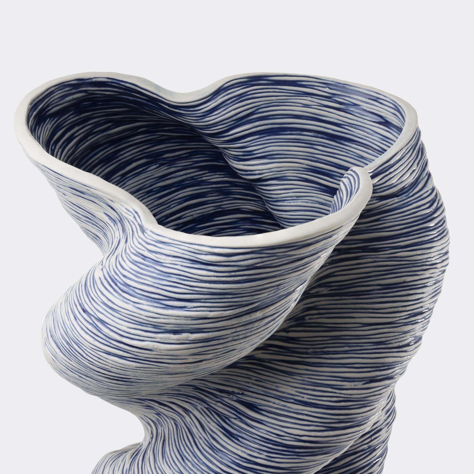 Coiled Vase, Blue Glazed Porcelain