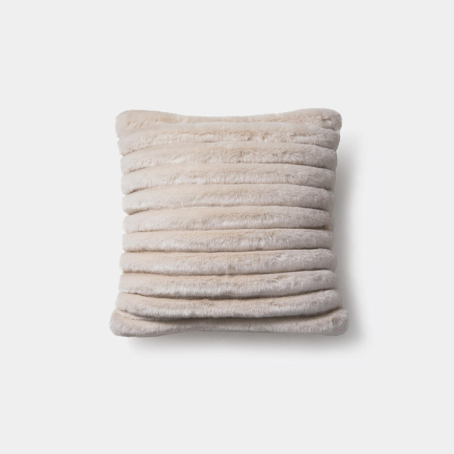 Faux Channeled Pillow 21 x 21, White Arctic Fox