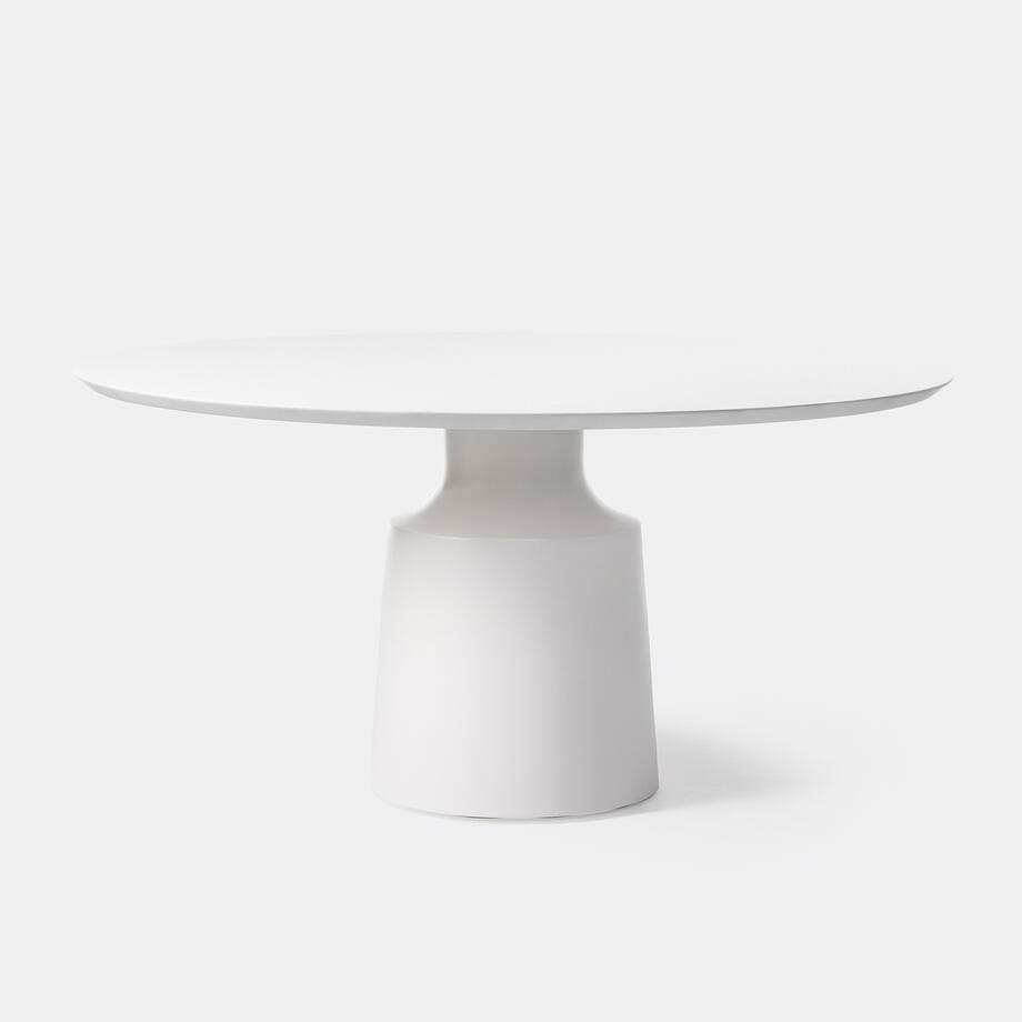 Peso Dining Table - Outdoor, Sz 2, Pure White Stone Top, Polar White Base