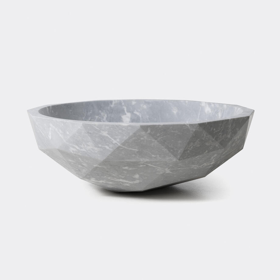 Diamond Bowl in Light Honed Marble