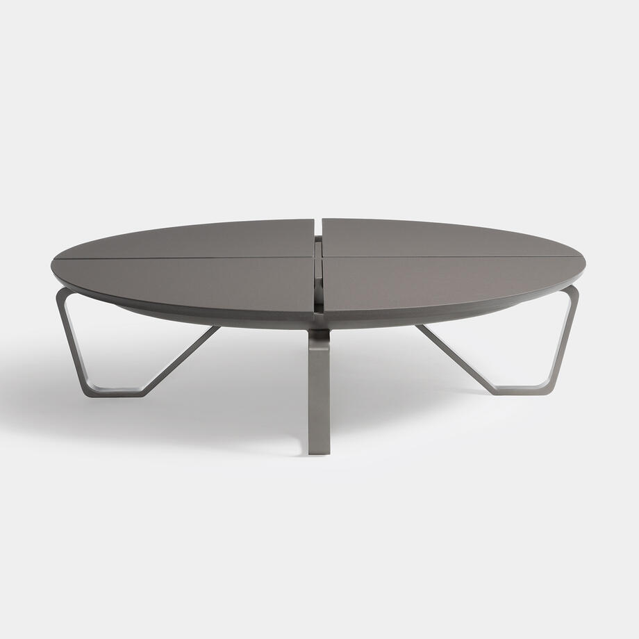 Meduse Round Cocktail Table with Cobalt Grey Stone Top and Oyster Frame