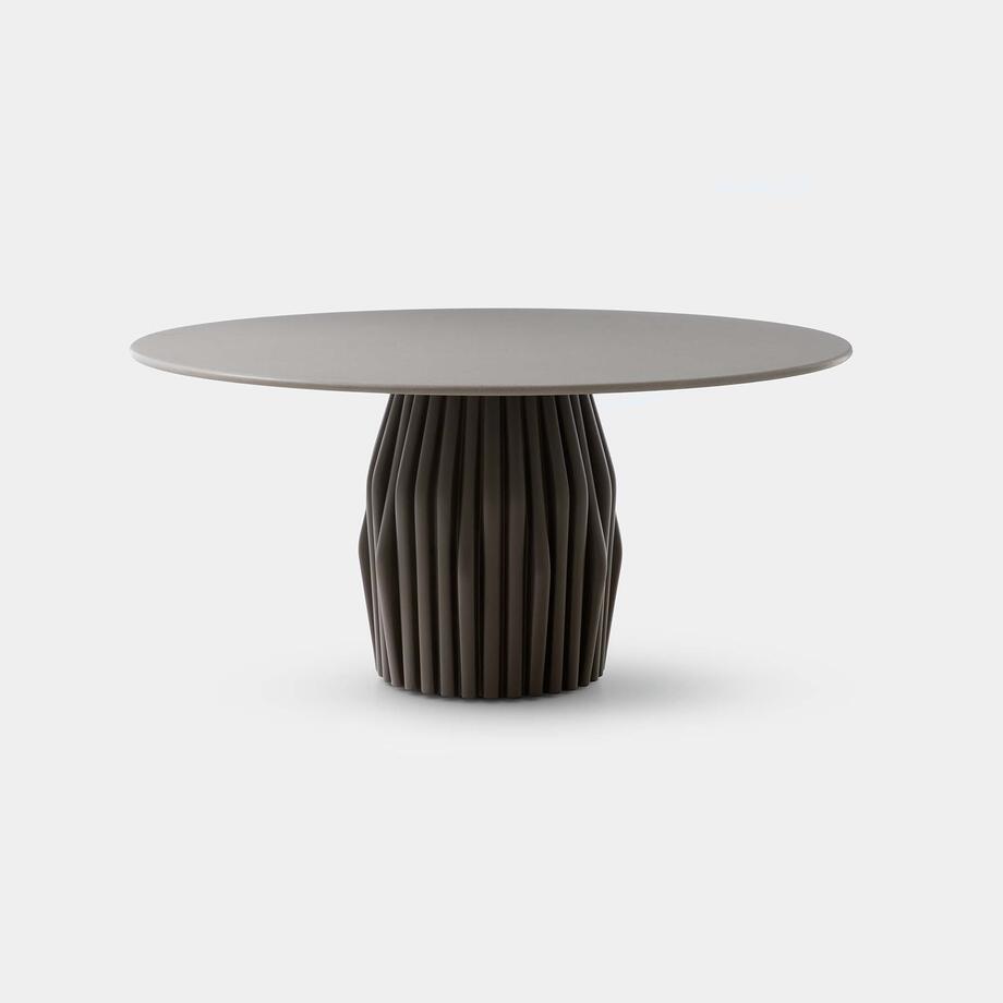 Oryx Dining Table with Oyster Base and Belgium Fog Top