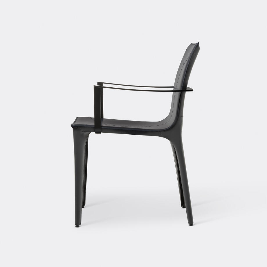 Adriatic Dining Arm Chair, Black Matte, Dark Grey