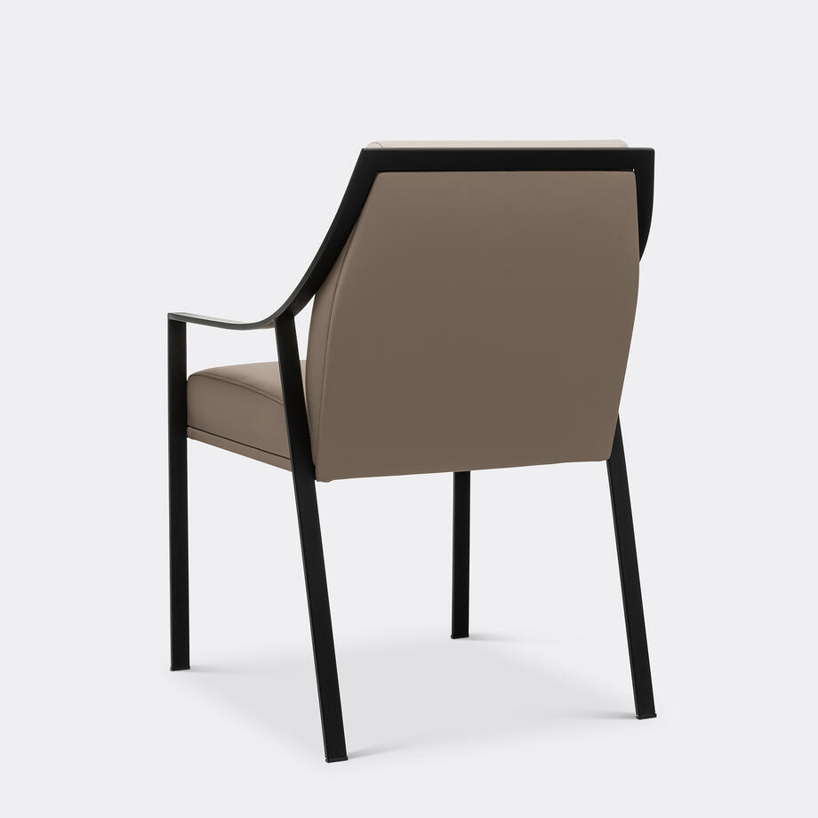 Aileron Dining Arm Chair, Matte Black, Chamois