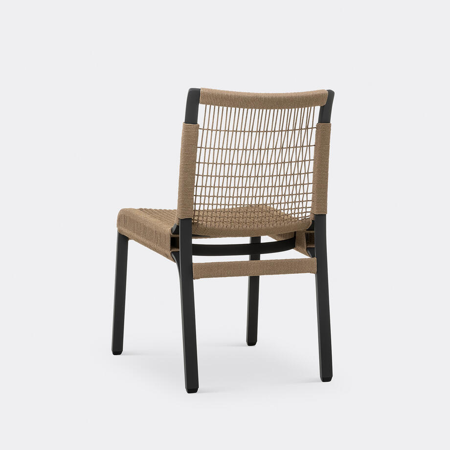Caracal Dining Side Chair, Fawn Cord, Raven Metal